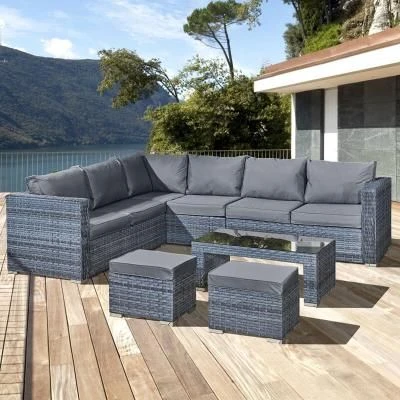 Oseasons® Aruba Rattan 8 Seater Corner Set - Ocean Grey - 106040 1 Oseasons® Aruba Rattan 8 Seater Corner Set - Ocean Grey - 106040