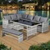 Oseasons® Fiji Rattan 8 Seater Corner Dining Set - Dove Grey - 106045 -OUTSUNNY Sales Shop 1 0 106045
