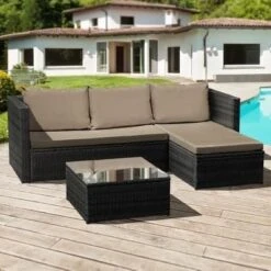 Oseasons® Corfu Rattan 3 Seater Chaise Lounge Set - Black - 106050