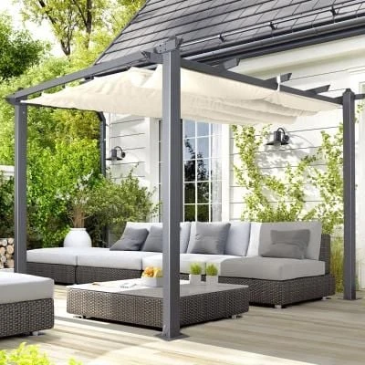 Oseasons® Acorn Aluminium 3m Square Pergola Gazebo - Creamy White - 106378 1 Oseasons® Acorn Aluminium 3m Square Pergola Gazebo - Creamy White - 106378