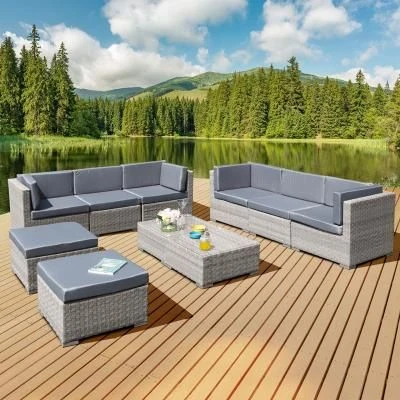 Oseasons® Trinidad Deluxe Rattan 8 Seater Modular Sofa Set - Dove Grey - 106448 1 Oseasons® Trinidad Deluxe Rattan 8 Seater Modular Sofa Set - Dove Grey - 106448