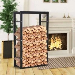 HOMCOM Firewood Log Holder 600mm - Black - 820-146 18 HOMCOM Firewood Log Holder 600mm - Black - 820-146 -OUTSUNNY Sales Shop 1 19 1