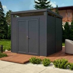 Rowlinson Paramount Pent Security Shed 8x8 - Anthracite - BCSEC88PA
