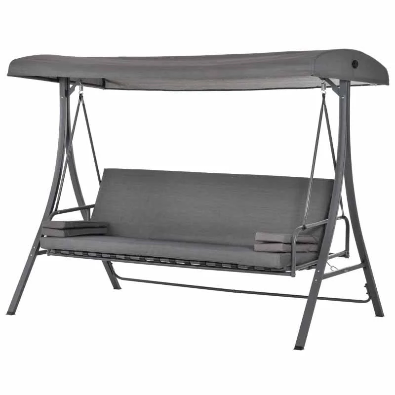 Outsunny 2-in-1 3-Seater Garden Swing Chair - Grey - 84A-180 3 Outsunny 2-in-1 3-Seater Garden Swing Chair - Grey - 84A-180 - Image 3