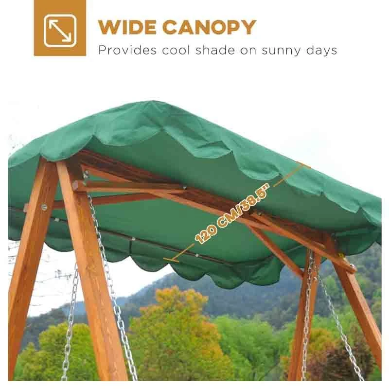 Outsunny 3-Seater Larch Wood Swing Chair -Green - 01-0302 3 Outsunny 3-Seater Larch Wood Swing Chair -Green - 01-0302 - Image 3
