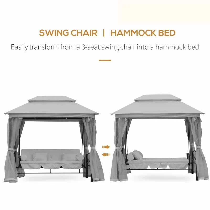 Outsunny Convertible Swing Chair With Gazebo - Light Grey - 84A-102V70GY 5 Outsunny Convertible Swing Chair With Gazebo - Light Grey - 84A-102V70GY - Image 5