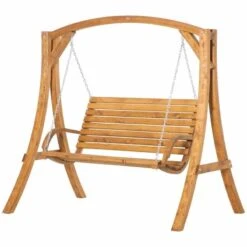 Outsunny 2 Seater Pine Wood Garden Swing Chair - Brown - 84A-219 -OUTSUNNY Sales Shop 627daa1802aec7c11.jpg