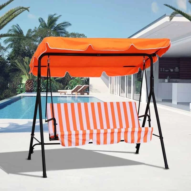 Outsunny 3 Seater Swing Chair With Canopy - Orange - 84A-054OG 3 Outsunny 3 Seater Swing Chair With Canopy - Orange - 84A-054OG - Image 3