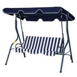 Outsunny 3-Seater Metal Swing Chair - Blue - 84A-118BU -OUTSUNNY Sales Shop 7ow3a017dc3d43048