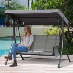 Outsunny 3 Person Porch Swing Chair With High Back - Charcoal Grey - 84A-110CG -OUTSUNNY Sales Shop 7uz90f18026113d6b.jpg