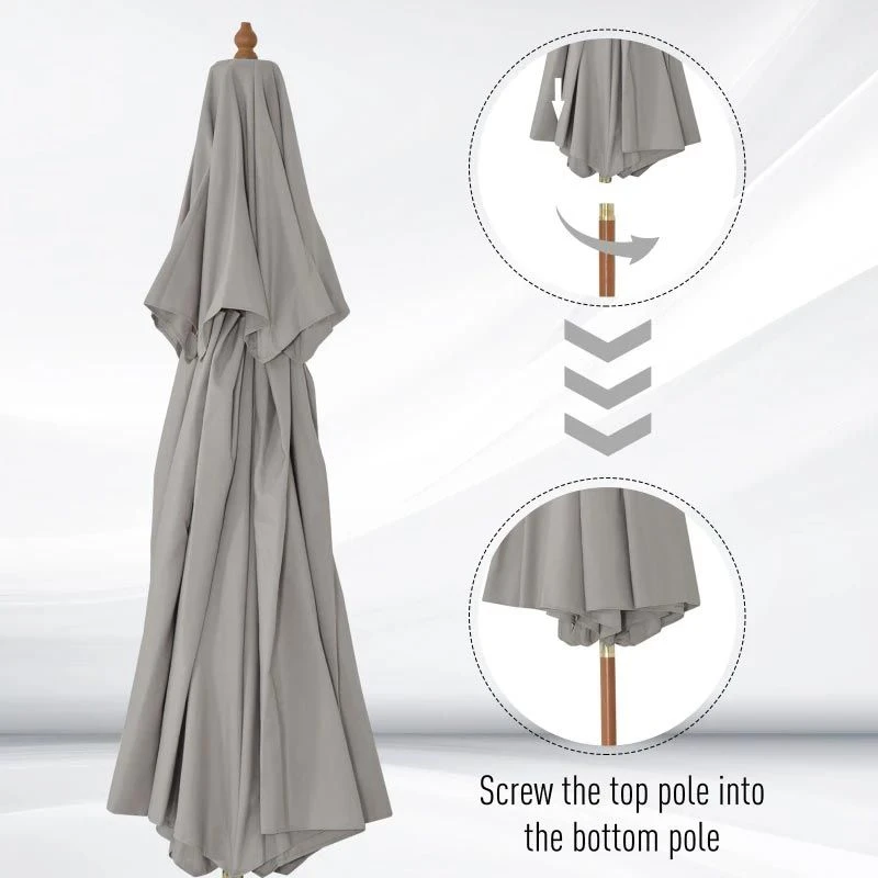 Outsunny 2.7 M Double Tier Parasol - Grey - 840-025GY 6 Outsunny 2.7 M Double Tier Parasol - Grey - 840-025GY - Image 6