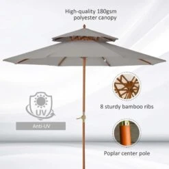 Outsunny 2.7 M Double Tier Parasol - Grey - 840-025GY 12 Outsunny 2.7 M Double Tier Parasol - Grey - 840-025GY -OUTSUNNY Sales Shop 840 025gy 5