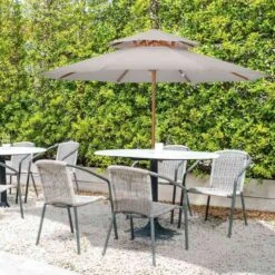 Outsunny 2.7 M Double Tier Parasol - Grey - 840-025GY