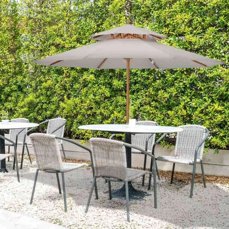 Outsunny 2.7 M Double Tier Parasol - Grey - 840-025GY 1 Outsunny 2.7 M Double Tier Parasol - Grey - 840-025GY