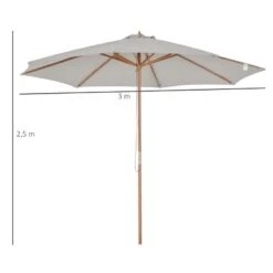 Outsunny 3m Fir Wooden Parasol - Grey - 840-065GY -OUTSUNNY Sales Shop 840 065gy 2