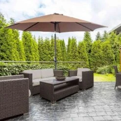 Outsunny 3x2.45m Patio Parasol - Coffee - 840-070CF