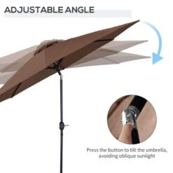 Outsunny 3x2.45m Patio Parasol - Coffee - 840-070CF -OUTSUNNY Sales Shop 840 070cf 2