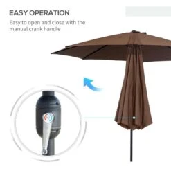 Outsunny 3x2.45m Patio Parasol - Coffee - 840-070CF -OUTSUNNY Sales Shop 840 070cf 3