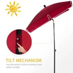 Outsunny Aluminium Umbrella Parasol 200Lx125Wx235Hcm - Red - 84D-016RD 18 Outsunny Aluminium Umbrella Parasol 200Lx125Wx235Hcm - Red - 84D-016RD -OUTSUNNY Sales Shop 84d 016rd 4
