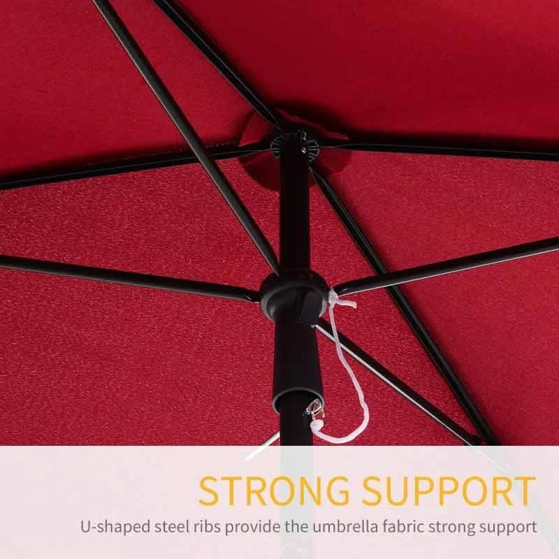 Outsunny Aluminium Umbrella Parasol 200Lx125Wx235Hcm - Red - 84D-016RD 7 Outsunny Aluminium Umbrella Parasol 200Lx125Wx235Hcm - Red - 84D-016RD - Image 7