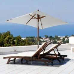 Outsunny Patio Umbrella Parasol - Cream White - 84D-017CW