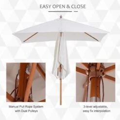 Outsunny Patio Umbrella Parasol - Cream White - 84D-017CW -OUTSUNNY Sales Shop 84d 017cw 2