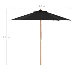 Outsunny 2.5m Wood Parasol - Black - 84D-056BK 18 Outsunny 2.5m Wood Parasol - Black - 84D-056BK -OUTSUNNY Sales Shop 84d 056bk 2