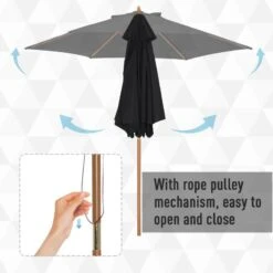 Outsunny 2.5m Wood Parasol - Black - 84D-056BK 15 Outsunny 2.5m Wood Parasol - Black - 84D-056BK -OUTSUNNY Sales Shop 84d 056bk 5