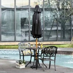 Outsunny 2.5m Wood Parasol - Black - 84D-056BK 12 Outsunny 2.5m Wood Parasol - Black - 84D-056BK -OUTSUNNY Sales Shop 84d 056bk 8