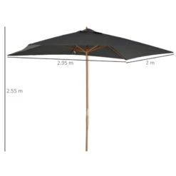 Outsunny 2 X 3 X 2.5m Wood Square Parasol - Dark Grey - 84D-057CG -OUTSUNNY Sales Shop 84d 057cg 2