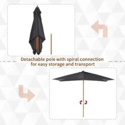 Outsunny 2 X 3 X 2.5m Wood Square Parasol - Dark Grey - 84D-057CG -OUTSUNNY Sales Shop 84d 057cg 3