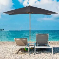 Outsunny 2 X 3 X 2.5m Wood Square Parasol - Dark Grey - 84D-057CG -OUTSUNNY Sales Shop 84d 057cg 9