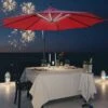 Outsunny 2.95x2.45Hm Umbrella Parasol With Solar Powered LED Strips - Wine Red - 84D-066WR