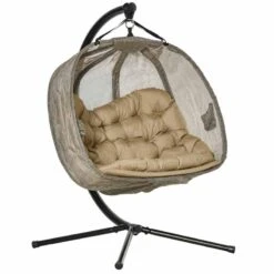 Outsunny Double Hanging 2 Seater Egg Chair With Cushion - Brown - 84A-208V70 12 Outsunny Double Hanging 2 Seater Egg Chair With Cushion - Brown - 84A-208V70 -OUTSUNNY Sales Shop 8iu98a1801c81fcbd
