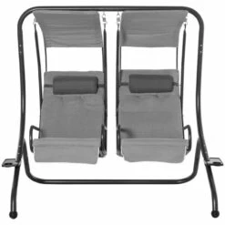 Outsunny 2 Seater Separate Canopy Swing Chair - Grey - 84A-052V70