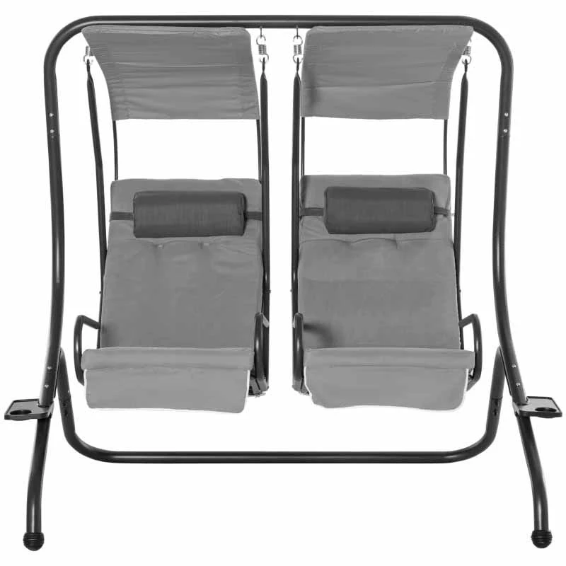 Outsunny 2 Seater Separate Canopy Swing Chair - Grey - 84A-052V70 1 Outsunny 2 Seater Separate Canopy Swing Chair - Grey - 84A-052V70