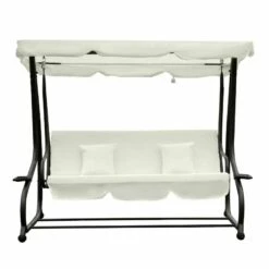 Outsunny 2-in-1 Convertible Garden Swing Chair - Cream White - 84A-051CW