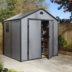 Rowlinson Airevale 8x6 Plastic Apex Shed Light Grey - AI86APXLG -OUTSUNNY Sales Shop a i ai86apxlg 2
