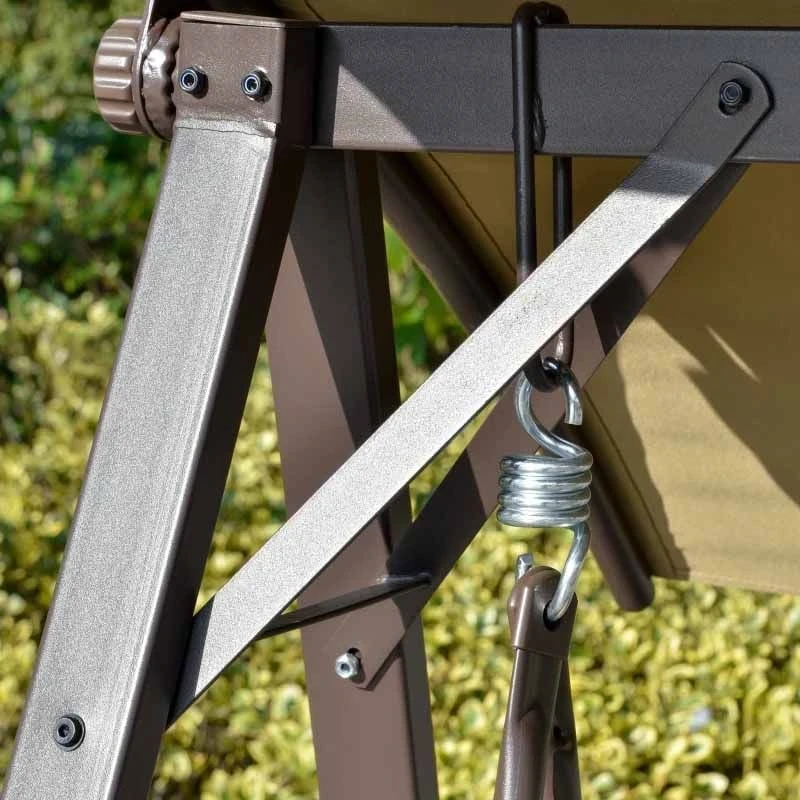 Outsunny 2 Seater Garden Swing Chair With Canopy - Brown - 84A-251BN 4 Outsunny 2 Seater Garden Swing Chair With Canopy - Brown - 84A-251BN - Image 4