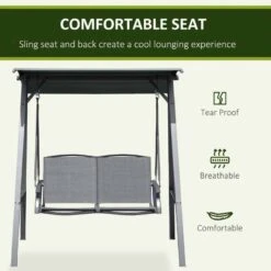 Outsunny 2 Seater Garden Swing Chair With Canopy - Dark Grey - 84A-251CG -OUTSUNNY Sales Shop aye88c18068b8cd93.jpg