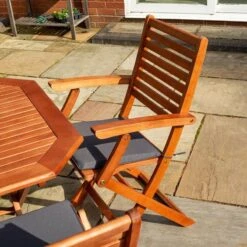 Rowlinson Plumley 9 Piece Dining Set With Grey Cushions + Grey Parasol & 15kg Base - BPGYP27GY -OUTSUNNY Sales Shop b p bpgyp27gy 3