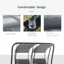 Outsunny 2 Seater Separate Canopy Swing Chair - Grey - 84A-052V70 12 Outsunny 2 Seater Separate Canopy Swing Chair - Grey - 84A-052V70 -OUTSUNNY Sales Shop cxde2717dc265fa29.jpg