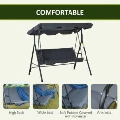 Outsunny 3-Seater Hammock Swing Chair With Canopy - Dark Grey - 84A-054V02GY 14 Outsunny 3-Seater Hammock Swing Chair With Canopy - Dark Grey - 84A-054V02GY -OUTSUNNY Sales Shop d1779c17e70daf282.jpg
