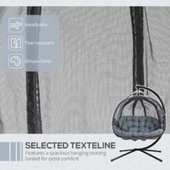 Outsunny Double Hanging 2 Seater Egg Chair With Cushion - Grey - 84A-208V70GY 13 Outsunny Double Hanging 2 Seater Egg Chair With Cushion - Grey - 84A-208V70GY -OUTSUNNY Sales Shop d3ta091801c81fc47.jpg