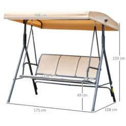 Outsunny 3 Seater Garden Swing Chair With Canopy - Beige - 84A-234BG -OUTSUNNY Sales Shop dpza1217f01012c37.jpg