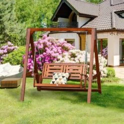 Outsunny 2 Seater Armrest Wooden Swing Chair - Teak - 84A-172 -OUTSUNNY Sales Shop dtnaae17dc32f5ffa.jpg