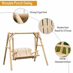 Outsunny Garden Wooden Swing Chair - Natural Wood - 84A-086 -OUTSUNNY Sales Shop dxye8b17dc4545ca8.jpg 1