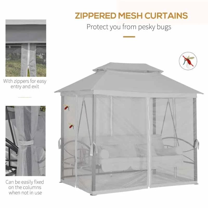 Outsunny Convertible Swing Chair With Gazebo - Light Grey - 84A-102V70GY 7 Outsunny Convertible Swing Chair With Gazebo - Light Grey - 84A-102V70GY - Image 7