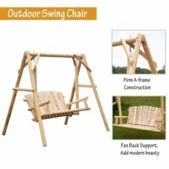 Outsunny Garden Wooden Swing Chair - Natural Wood - 84A-086 -OUTSUNNY Sales Shop eat79817dc4545ca8.jpg