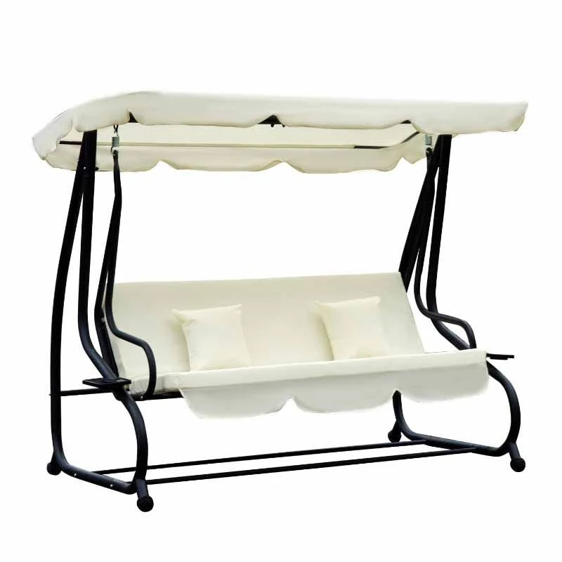 Outsunny 2-in-1 Convertible Garden Swing Chair - Cream White - 84A-051CW 3 Outsunny 2-in-1 Convertible Garden Swing Chair - Cream White - 84A-051CW - Image 3